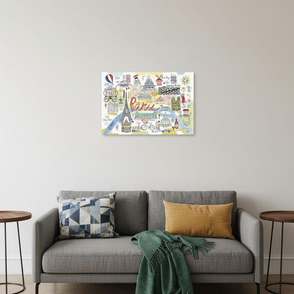 Fun Illustrated Paris Map Unframed Print Wall Art