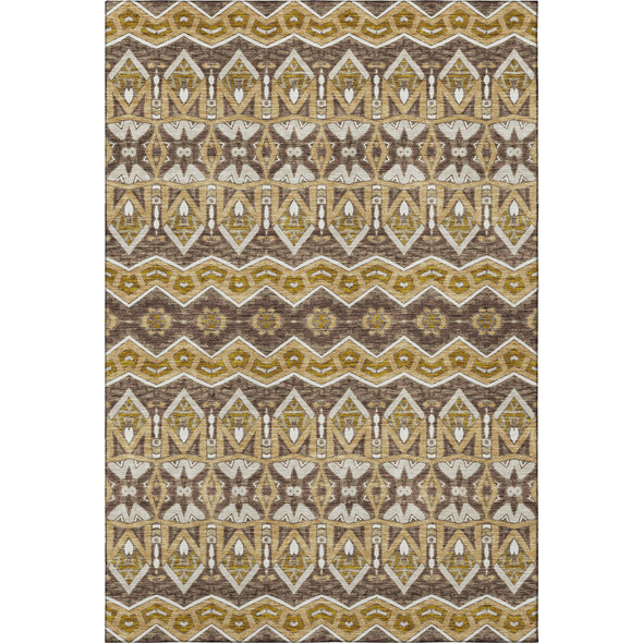 8' X 10' Gold Brown And Ivory Moroccan Washable Area Rug With UV Protection
