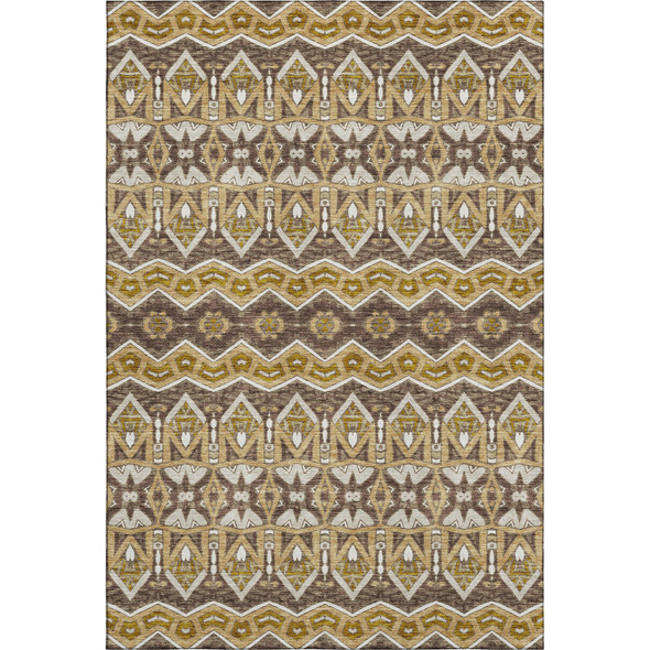 9' X 12' Gold Brown And Ivory Moroccan Washable Area Rug With UV Protection