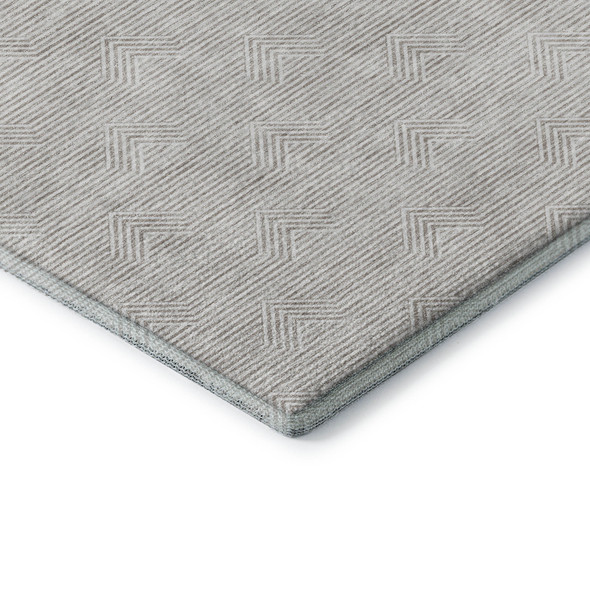 5' X 8' Taupe And Ivory Abstract Geometric Washable Area Rug With UV Protection