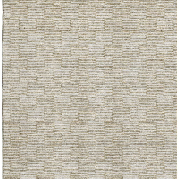 3' X 5' Beige And Ivory Abstract Geometric Washable Area Rug With UV Protection