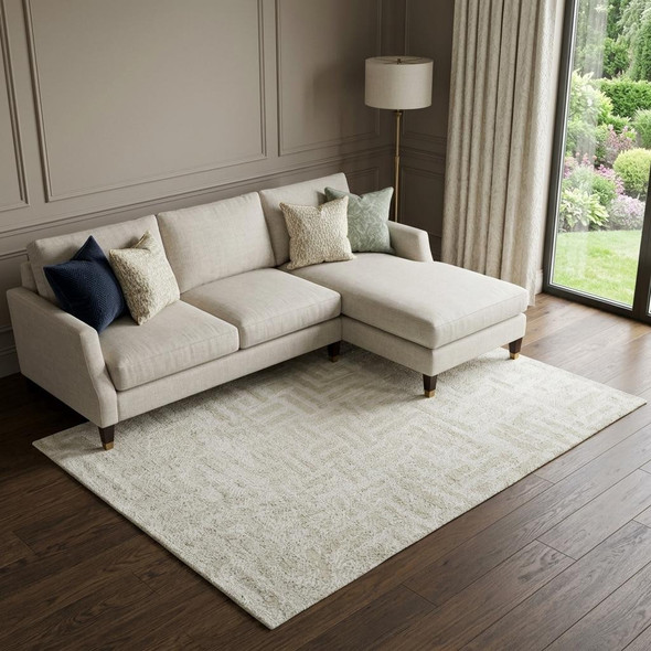 10' X 14' Ivory And Beige Abstract Geometric Washable Area Rug With UV Protection