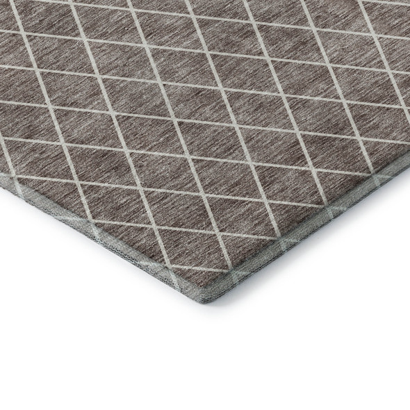 5' X 8' Taupe And Ivory Geometric Washable Area Rug With UV Protection