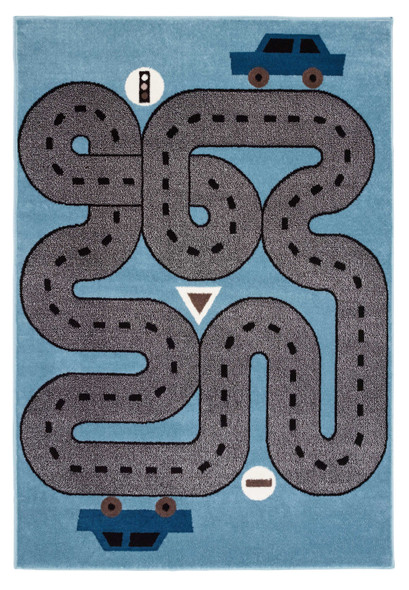 2' X 3' Blue Transportation Youthful Washable Area Rug