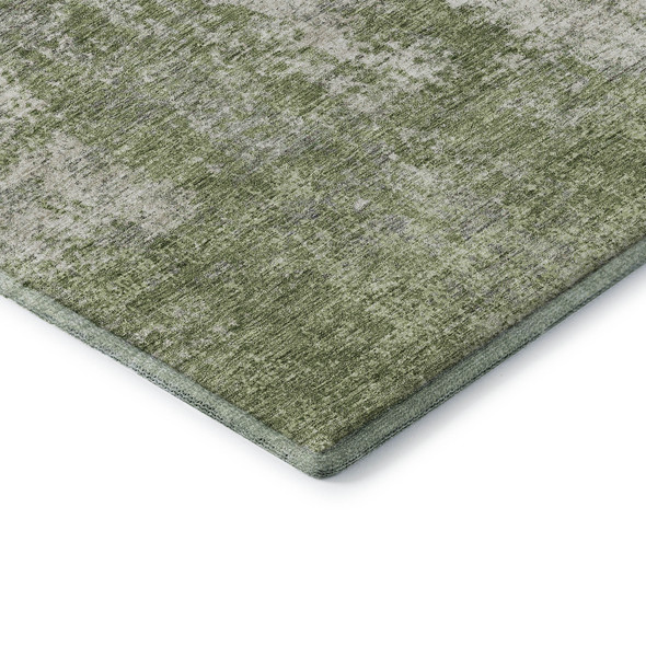 8' X 10' Green And Ivory Abstract Washable Area Rug With UV Protection