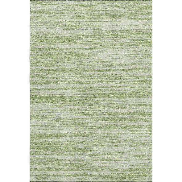 9' X 12' Artichoke Green And Ivory Striped Washable Area Rug With UV Protection