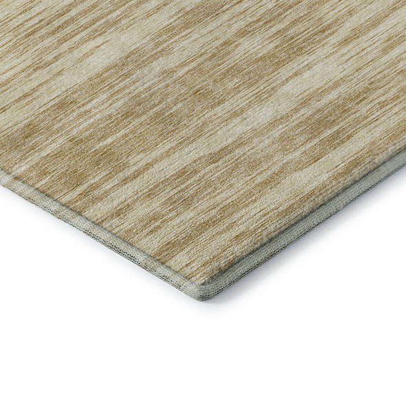 8' X 10' Gold And Beige Striped Washable Area Rug With UV Protection