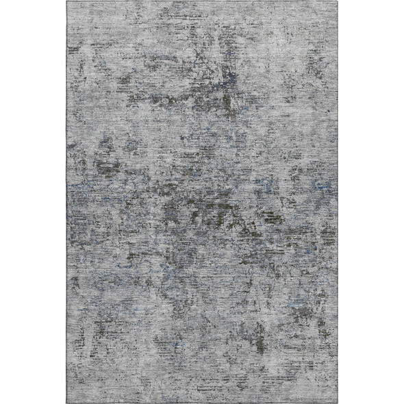 9' X 12' Gray And Silver Abstract Washable Area Rug With UV Protection
