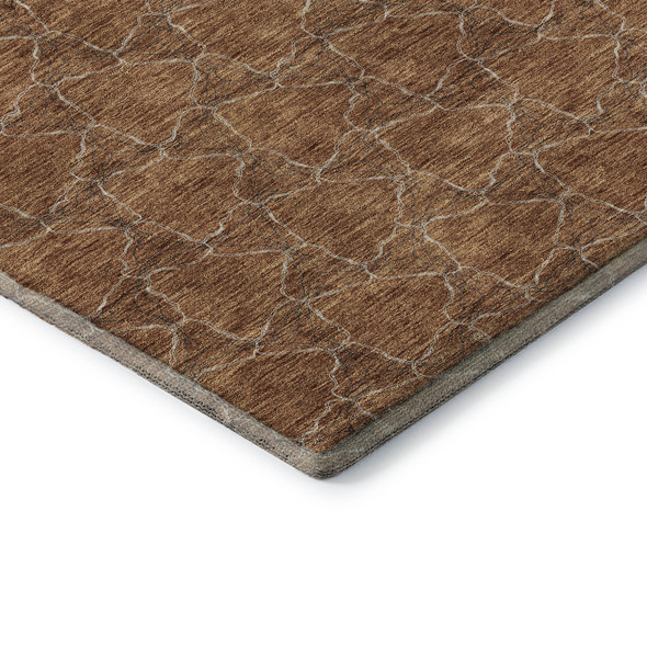 9' X 12' Rust And Ivory Geometric Washable Area Rug With UV Protection