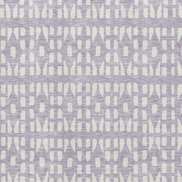 10' X 14' Lavender And Ivory Geometric Washable Area Rug With UV Protection