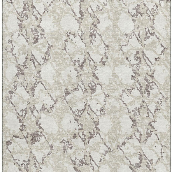 5' X 8' Ivory Taupe And Beige Abstract Washable Area Rug With UV Protection