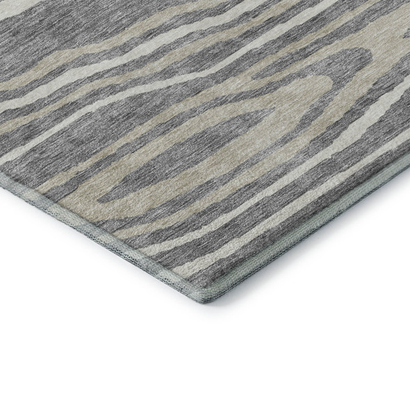 9' X 12' Gray Beige And Ivory Woodland Lodge Washable Area Rug With UV Protection