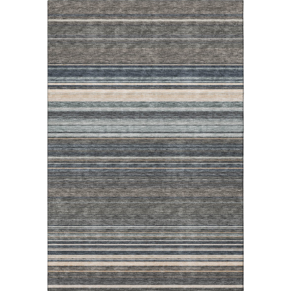 3' X 5' Taupe Beige And Gray Striped Washable Area Rug With UV Protection
