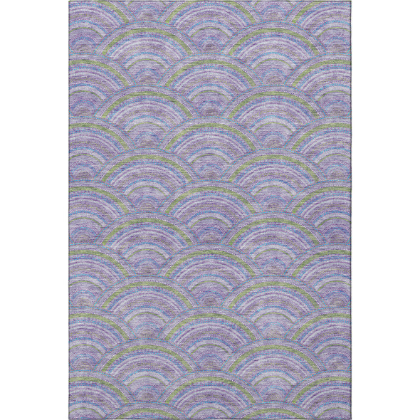 3' X 5' Lavender Olive Green And Ivory Geometric Washable Area Rug With UV Protection