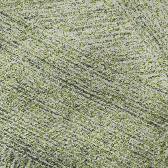 8' Artichoke Green And Beige Abstract Washable Round Rug With UV Protection