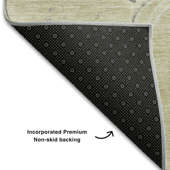 5' X 8' Ivory Beige And Gray Abstract Washable Area Rug With UV Protection