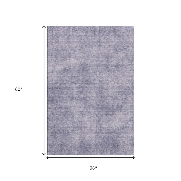 3' X 5' Purple And Lavender Abstract Washable Area Rug With UV Protection