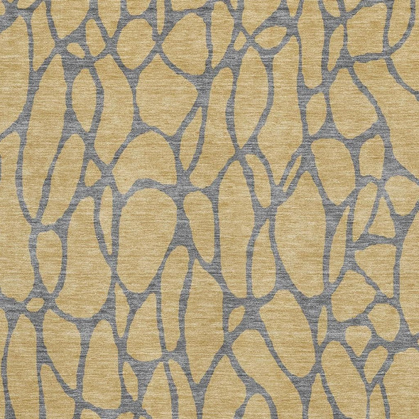 8' X 10' Gold And Gray Geometric Washable Area Rug With UV Protection