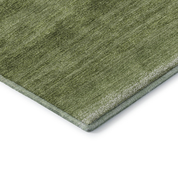9' X 12' Green And Ivory Striped Washable Area Rug With UV Protection