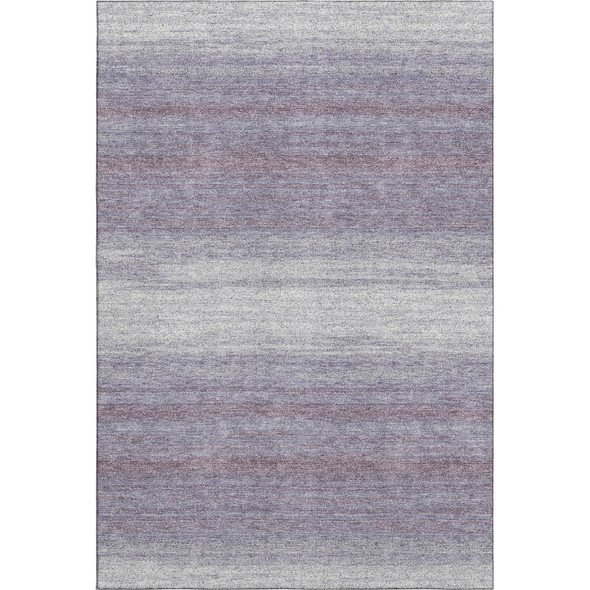 9' X 12' Lavender And Ivory Striped Washable Area Rug With UV Protection