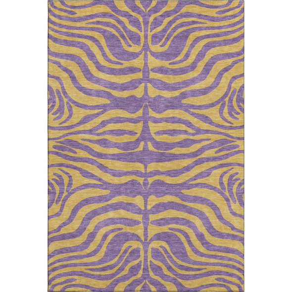 9' X 12' Purple And Peach Animal Print Washable Area Rug With UV Protection