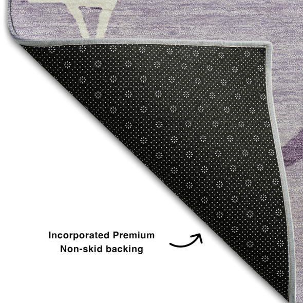 10' X 14' Lavender And Ivory Abstract Geometric Washable Area Rug With UV Protection