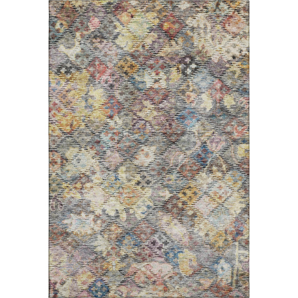 8' X 10' Gold Coral And Blue Abstract Geometric Washable Area Rug With UV Protection