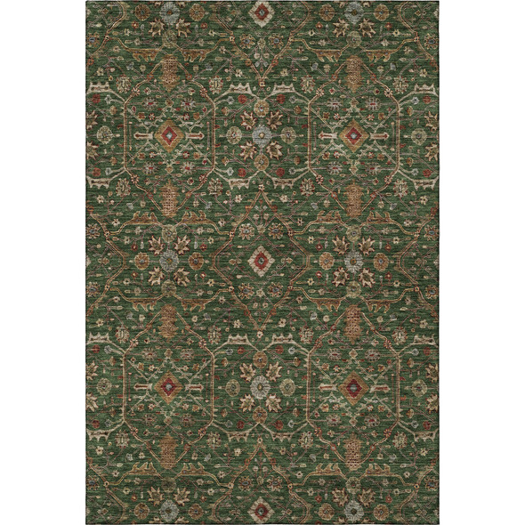 3' X 5' Emerald Copper And Beige Oriental Washable Area Rug With UV Protection