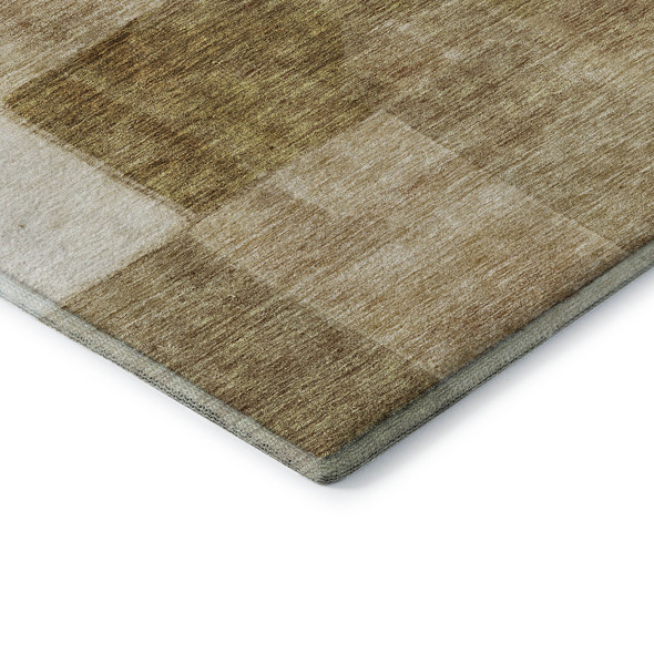 8' X 10' Terra Cotta Beige And Copper Geometric Washable Area Rug With UV Protection