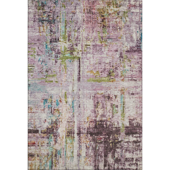 9' X 12' Lavender Green And Teal Abstract Washable Area Rug With UV Protection