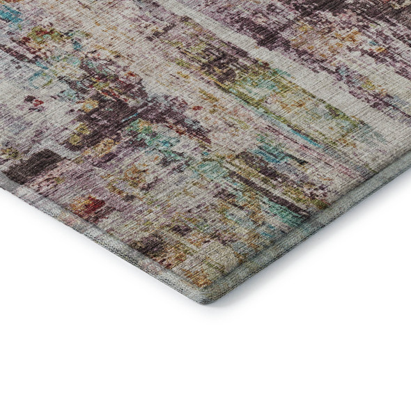10' X 14' Lavender Green And Teal Abstract Washable Area Rug With UV Protection