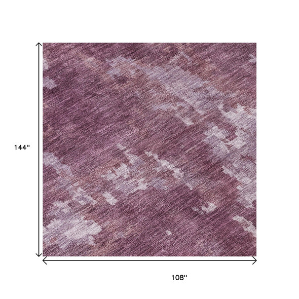 9' X 12' Merlot And Gray Abstract Washable Indoor Outdoor Area Rug