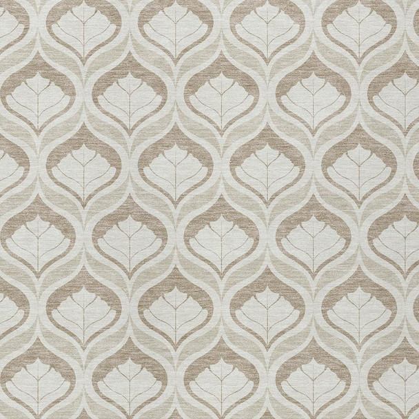 9' X 12' Beige And Taupe Geometric Washable Indoor Outdoor Area Rug