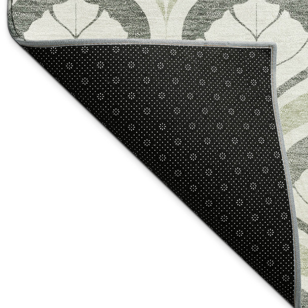 3' X 5' Lime Green And Beige Geometric Washable Indoor Outdoor Area Rug