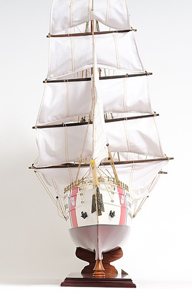 28" Maroon And White Solid Wood Hand Painted Boat