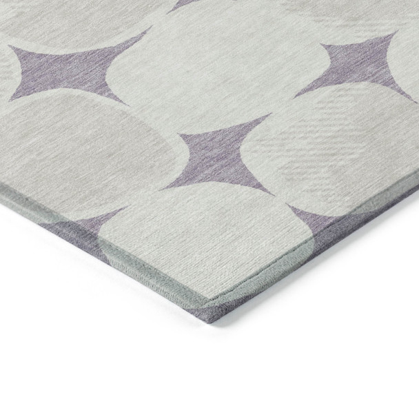 3' X 5' Lavender Beige And Ivory Abstract Washable Indoor Outdoor Area Rug
