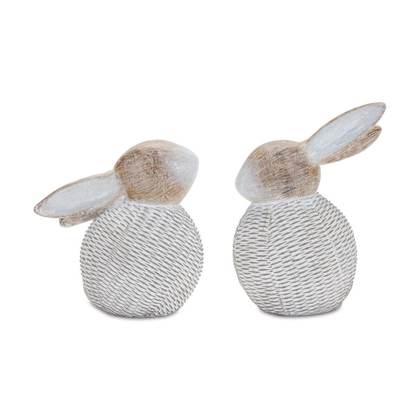 Set of Two White Resin Figurine Tabletop Sculpture