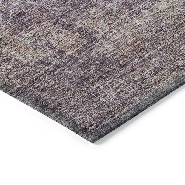 5' X 8' Plum And Lavender Floral Washable Indoor Outdoor Area Rug