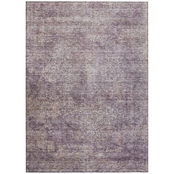 8' X 10' Plum And Lavender Floral Washable Indoor Outdoor Area Rug