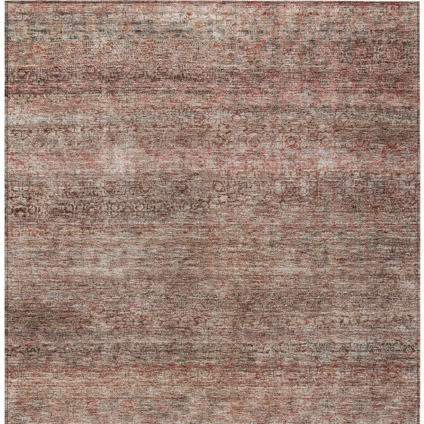 5' X 8' Coral And Black Striped Washable Indoor Outdoor Area Rug