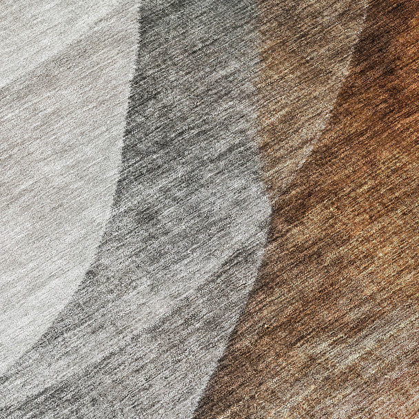 9' X 12' Khaki Black And Terra Cotta Abstract Washable Indoor Outdoor Area Rug