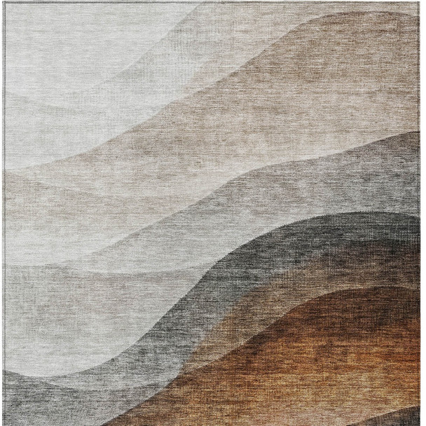 10' X 14' Khaki Black And Terra Cotta Abstract Washable Indoor Outdoor Area Rug