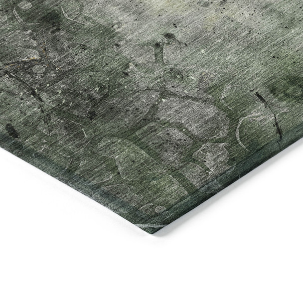 3' X 5' Pewter And Gold Abstract Washable Indoor Outdoor Area Rug