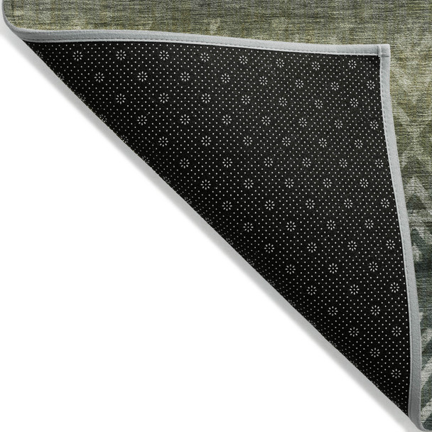 9' X 12' Green And Gold Geometric Washable Indoor Outdoor Area Rug