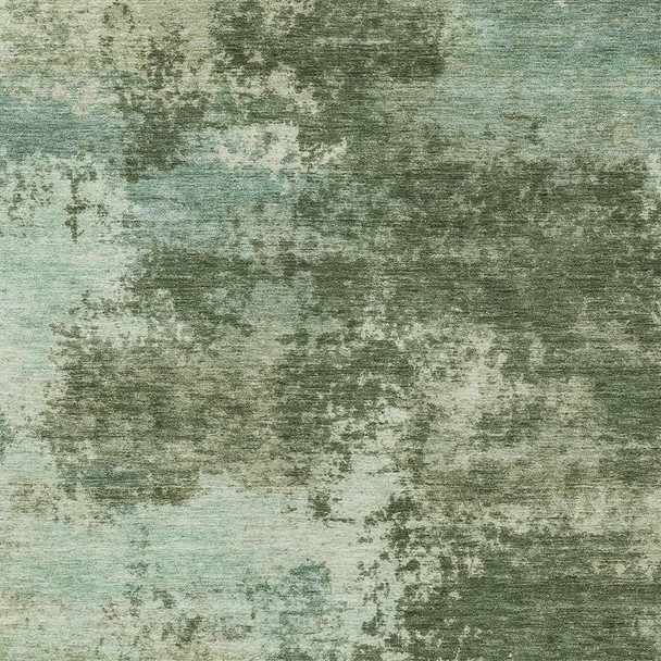 8' X 10' Artichoke Green And Pale Aqua Abstract Washable Indoor Outdoor Area Rug