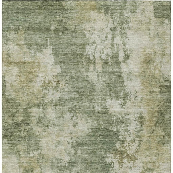 10' X 14' Sage And Beige Abstract Washable Indoor Outdoor Area Rug