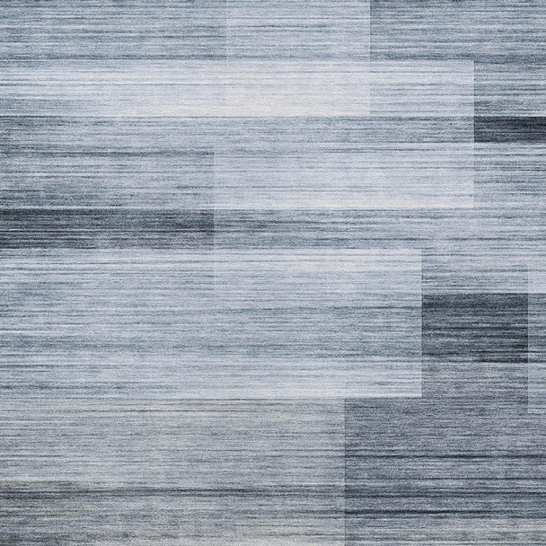8' X 10' Denim Blue And Ivory Striped Washable Indoor Outdoor Area Rug