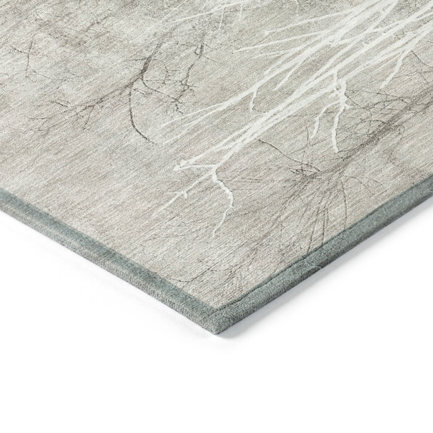 8' X 10' Silver And Gray Floral Washable Indoor Outdoor Area Rug