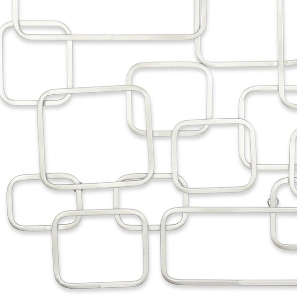 27" X 26" Silver Geometric Metal Abstract Hanging Dimensional Sculpture