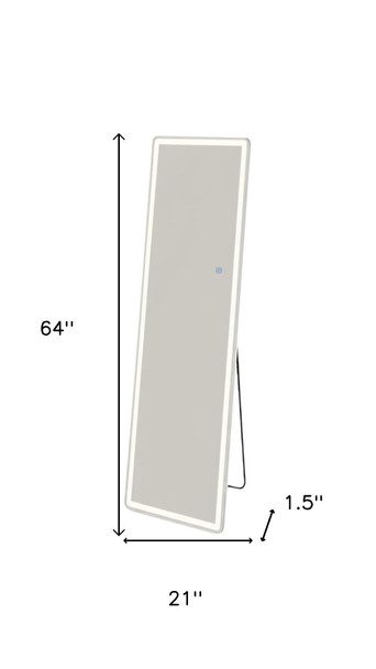 64" Clear Lighted Freestanding and Wall Mount Frameless Full Length Mirror
